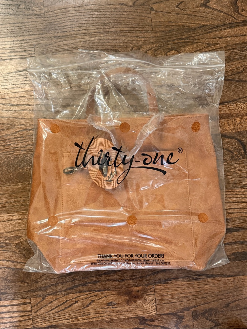 New Thirty-One Tan Polka Dot Crossbody Tote